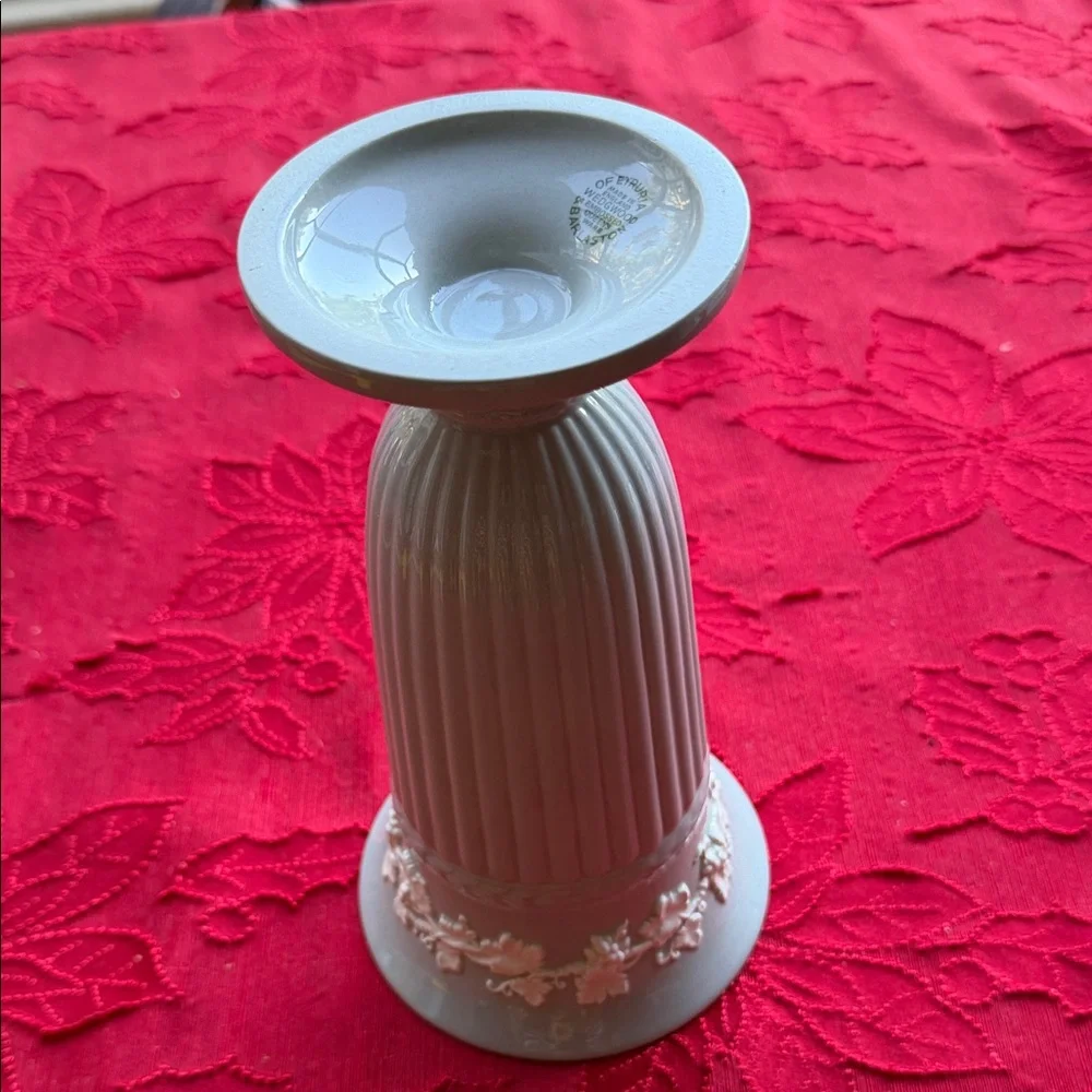1960s Wedgwood Etruria&Barlaston Queensware cream on light grey  Vase 8.5” tall
